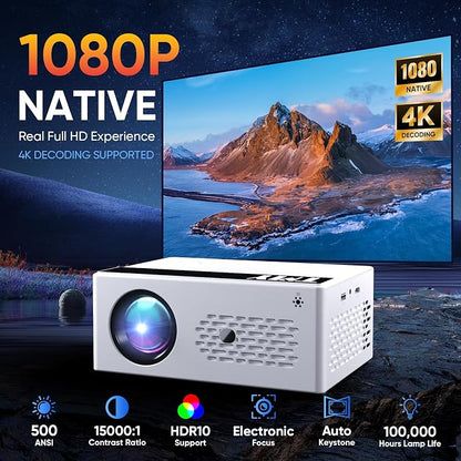 TMY Smart Projector with Google TV System, Native 1080P 4K Home Theater