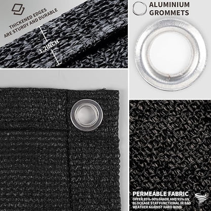 LOVE STORY Custom Size 2'6''x24' Black Balcony Privacy Screen,UV Block Privacy Fence Screen,90% Shield for Outdoor Pool Garden Apartment Railing