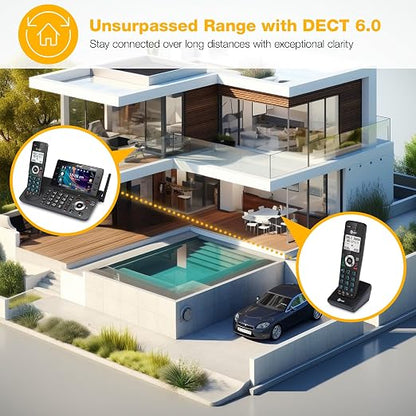 AT&T 2-Handset DECT 6.0 Cordless Home and Business Phone with Answering Machine, 5" Color Display, One-Touch Shortcut, Conference, Intercom, Smart Call Blocker, Bluetooth Connect to Cell: DLP73290