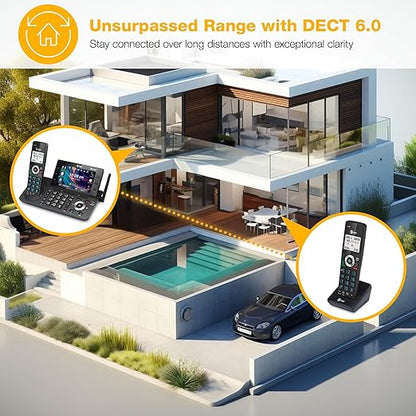 AT&T DECT 6.0 Cordless Home and Business Phone with Answering Machine, 5" Large Color Display, One-Touch Shortcut, Conference, Intercom, Smart Call Blocker, Bluetooth Connect to Cell: DLP73190
