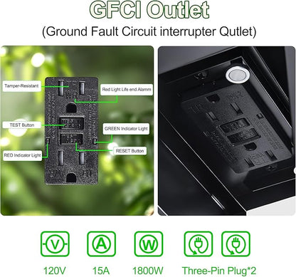 Porch Light with Outlet and Remote Control - Plug in Outdoor Wall Lights with GFCI Exterior Lighting Fixtures Adjustable 3 Sensitivity Levels and 1-10min Delay for Porch, Patio, Entryway(Black)