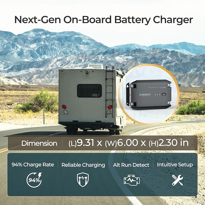 Renogy 40A DC-DC Battery Charger 12V Multi-Stage for Lithium/AGM/Gel