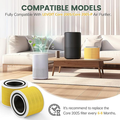 Core 200S Pet Care Replacement Filter Compatible with LEVOIT Core 200S and Core 200S-P Smart Air Purifier, 3-in-1 Filter, Core 200S-RF-PA Air Purifier Filters, 2 Pack