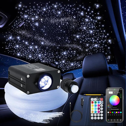 16W Car Home Starlight Headliner Kit, Twinkle & Sound Activate RGBW Fiber Optic Lights with APP & Remote Control, Star Lights for Ceiling Decoration, 200 pcs 9.8ft