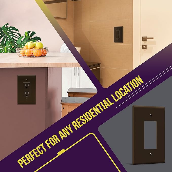 ENERLITES Decorator Light Switch or Receptacle Outlet Wall Plate, Gloss Finish, Over-Size 1-Gang 5.5" x 3.5", Unbreakable Polycarbonate Thermoplastic, UL Listed, 8831O-BR, Brown