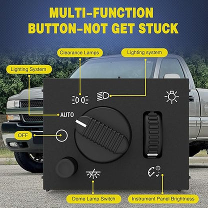 Nilight Headlight Dimmer Switch Compatible with 2003 2004 2005 2006 2007 Chevy Silverado 1500 2500 3500 2003-2006 GMC Sierra 1500 2500 Cadillac Escalade Warm White LED Light