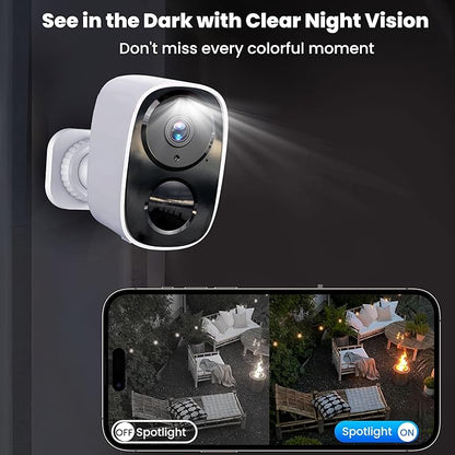 2026 Upgraded 2K Wireless Security Camera with 64G SD Card, Free Cloud Storage, 1-6 Month Battery Life, AI Motion Detection, Spotlight, Siren Alarm, 2-Way Audio, Waterproof WiFi Surveillance Camera