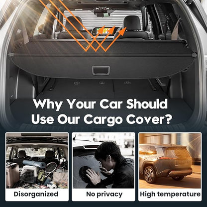 Powerty Retractable Cargo Cover for 2020-2025 Hyundai Palisade, Carbon Fiber Texture Trunk Cover Privacy Screen Rear Security Shade for Palisade Accessories