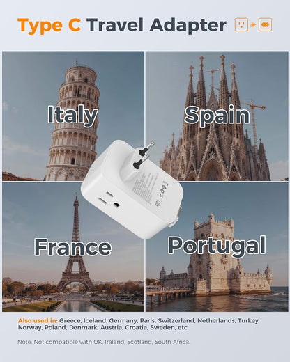 TESSAN European Travel Plug Adapter, 2 Pack
