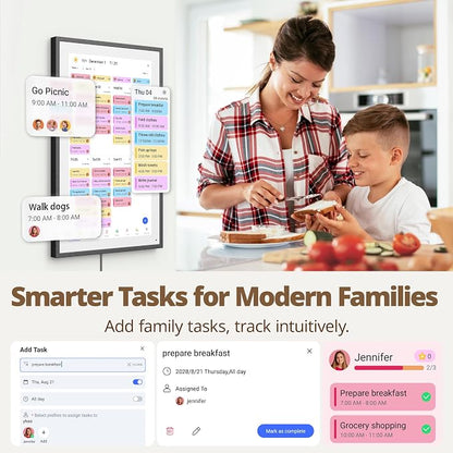 Digital Calender 15.6 Inch Smart Wall Calender, Touchscreen Electronic Calender Planner for 2025 Family Chore Chart Rewards and Schedules, Interactive Display, APP Access, Wall Mount or Stand