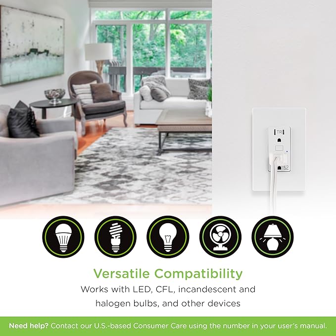 Enbrighten Z-Wave Plus Smart Receptacle, Works with Alexa, Google Assistant, Tamper-Resistant, Z-Wave Outlet, Always On Outlet, Hub Required, Smart Outlet, Lamps, Small Appliances, 700 Series, 58449