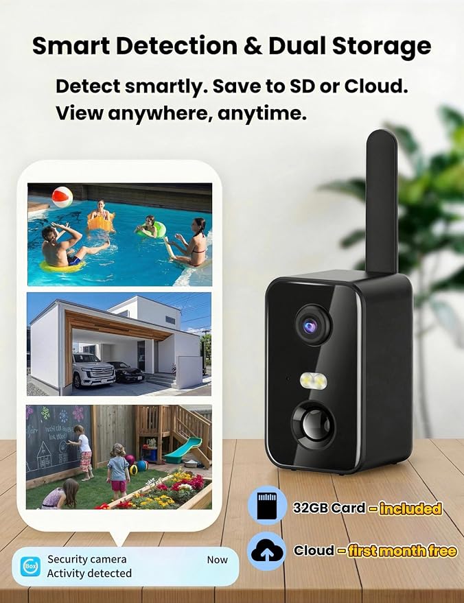 No WiFi Security Camera, Solar Outdoor Camera Wireless With Memory card