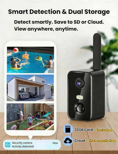 No WiFi Security Camera, Solar Outdoor Camera Wireless With Memory card