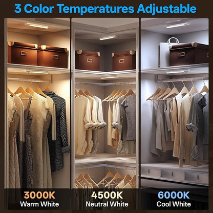 Under Cabinet Lighting with Charging Station,Rechargeable Motion Sensor Light Indoor,LED Closet Lights,3 Colors Dimmable,Magnetic for Kitchen,Wardrobe,Bedroom,Drawer 6Pack