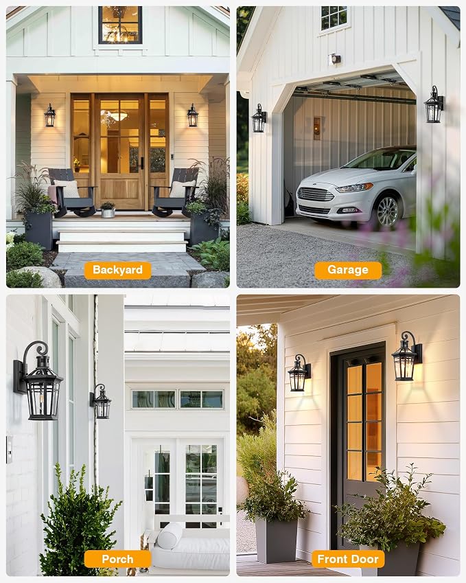 Motion Sensor Outdoor Wall Lights, Black Dusk to Dawn Porch Light