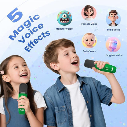 Mini Karaoke Machine for Kids Adults, 2026 TOP Birthday Gifts for Girls Boys 3,4,5,6,7,8+Year Old Toddler Toys, Portable Bluetooth Speaker with 2 Wireless Karaoke Microphones Player (Dark Green)