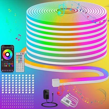 Ledagic 132ft RGB LED Neon Rope Lights with App, Remote Control, IP65 Waterproof Neon Light Strip Outdoor Indoor, DIY Design Flexible Led Strip Lights for Bedroom Essentials, Gaming Accessories