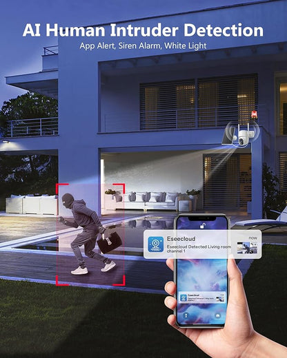 Gianteye 2K Solar Security Cameras Wireless Outdoor, 5G&2.4GHz Cameras for Home Security, Outdoor Security Camera, Color Night Vision, PTZ Human Detection, 2 Packs
