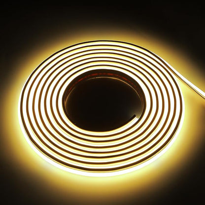 110V COB LED Light Strip 2M Warm White 3000K with Plug 6.56 Foot Adhesive LED Lights Tape IP67 Waterproof 120 Volt Direct 2 Meters (Warm White, 6.56ft)