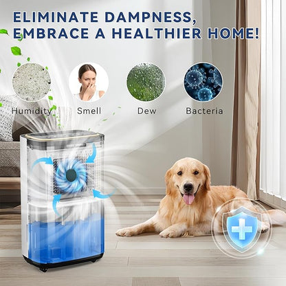 3000 Sq.Ft Dehumidifier for Basement with Drain Hose, 30 Pint Large Best Compressor Dehumidifiers for Home or Garage, Smart Humidity Control, 24H Timer & Child Lock, Ideal for Large Rooms, Garage