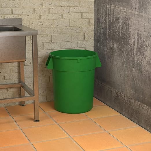 32 Gallon Green Round Commercial Trash Can, Heavy-Duty Food Grade NSF Certified, Perfect for Restaurant, Office, School, Garage, Backyard, Workshop, Warehouse