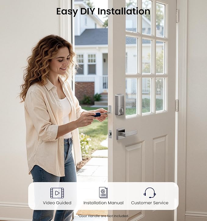 Veise VE001 Keyless Entry Deadbolt, Electronic Keypad Lock, Satin Nickel