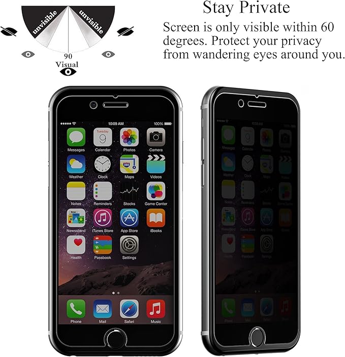 Ailun Screen Protector for iPhone 8 Plus 7 Plus Privacy Anti Glare 3Pack Anti Spy Private Tempered Glass