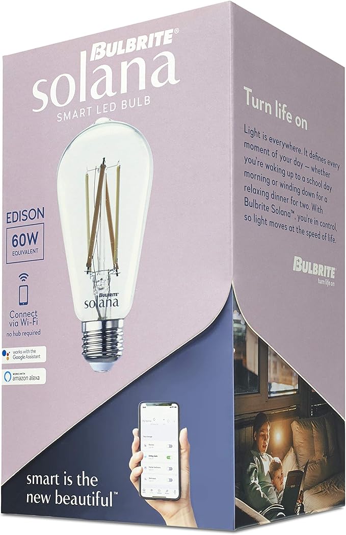 Bulbrite Solana 60-Watt Equivalent ST18 Smart Wi-Fi Connected 90CRI LED Edison Filament Light Bulb