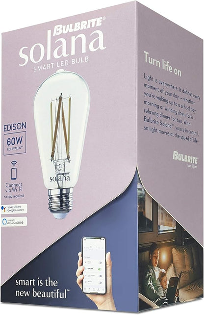 Bulbrite Solana 60-Watt Equivalent ST18 Smart Wi-Fi Connected 90CRI LED Edison Filament Light Bulb