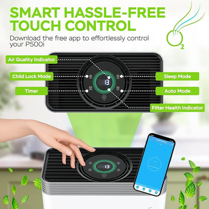 PURO²XYGEN Smart Air Purifiers For Home - Large Room Up to 2700 Sq Ft, H13