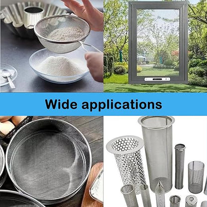 304 Stainless Steel Mesh Screen#100Mesh -Size:15.7"x47.2"(40x120cm), for Home, Garden and Farm. Window or Door Filter, Guards Against Pests Like Mice, Snakes, and Rodents. Easy to Cut and Install