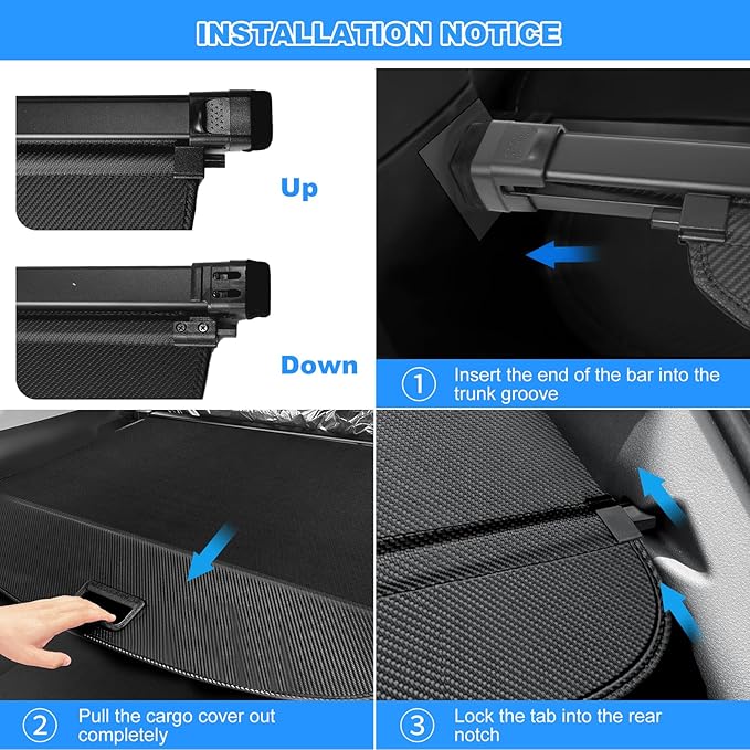 AUXKO Retractable Cargo Cover for Audi Q5 SQ5(Not for Sportback) 2026 2025(from Autumn), Trunk Cover Luggage Security Shade Cover for 2026 Q5 SQ5 Shielding Anti-Peeping Privacy Screen, Carbon Fiber