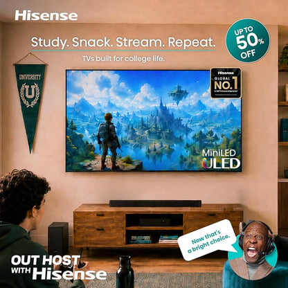 Hisense 43" E6 Cinema Series Hi-QLED 4K UHD Smart Fire TV (43E6QF) - AI Light Sensor, Dolby Vision · Atmos, Voice Remote with Alexa, Motion Rate 120, HDR 10+ Adaptive, Game Mode Plus