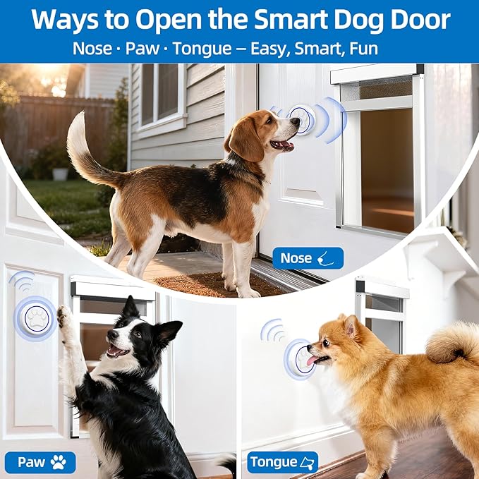 Customizable Size Automatic Dog Door for Door and Wall,No Collar,4 Modes