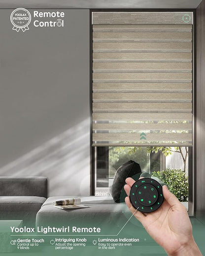 Yoolax Smart Dual Roller Shades, Motorized Blinds with Remote Smart Zebra Shades Compatible with Alexa, Blackout & Light Filtering Automatic Blinds for Windows (Zebra Coffee)