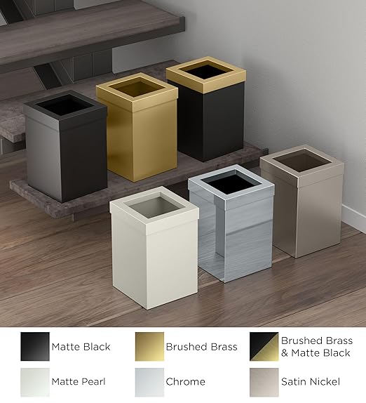 Gatco Small Bathroom Trash Can With Lid, Square 3 Gallon Stainless Steel Wastebasket, Under Sink, Satin Nickel, For Bathroom, Bedroom, Office (1914)