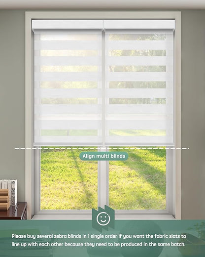 Yoolax Motorized Blinds with Remote, Motorized Zebra Blinds Compatible with Alexa, Privacy Motorized Blinds, Zebra Shades for Windows Custom Size(V-Haze Narrow White)