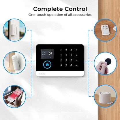 PGST Home Security Systems for House, Wireless Home Security Alarm System, Door/Window Sensor Motion Sensors with App Alert, WiFi+GSM 4G Home Alarm System No Subscription（103-D）