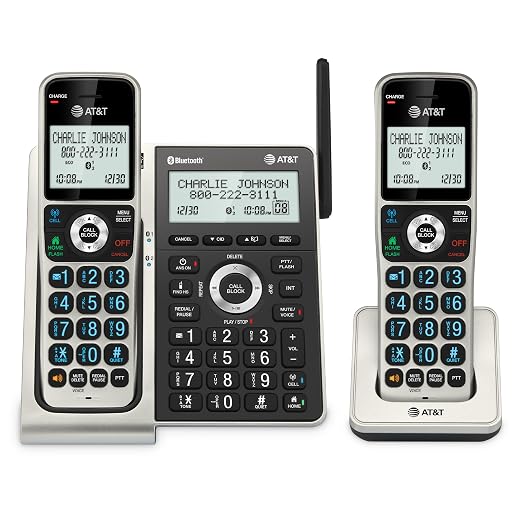 AT&T BL3107-2 DECT 6.0 2-Handset Cordless Phone, Titanium Black | Bluetooth Connect to Cell, Smart Call Blocker, Digital Answering System, Extended Range, Big Buttons