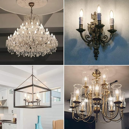 Cotanic Dimmable E12 LED Candelabra Bulb 4000K Daylight, Ceiling Fan Light Bulbs Small Base,60W Equivalent,Type B Bulb for Chandelier,Vintage B11 LED Candle Shape with Clear Glass,600LM,24 Pack