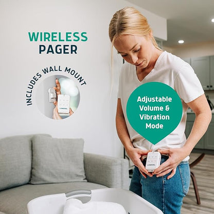 Lunderg Under Mattress Bed Alarm for Elderly Adults - Wireless Sensor Pad with Early Alert & Pager - Bed Alarms and Fall Prevention for Elderly and Dementia Patients - Reduces False Alarms
