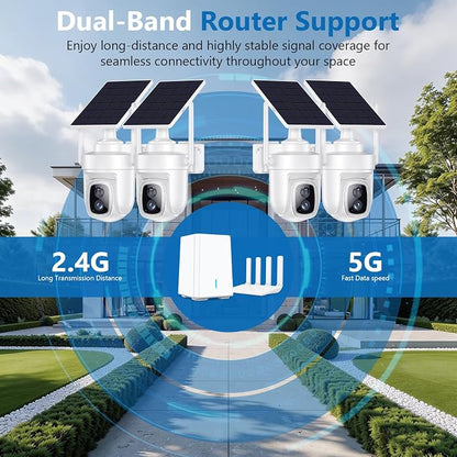 4K Solar Security Cameras Wireless Outdoor with Local Storage Base
