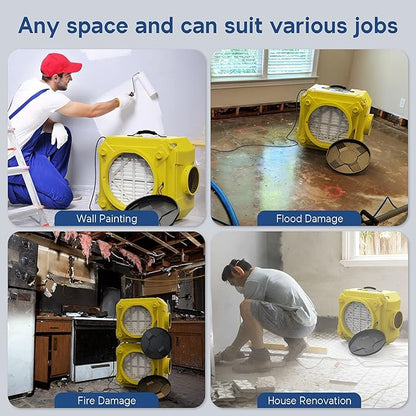 ALORAIR CleanShield HEPA 550 Industrial Commercial HEPA Air Scrubber for Damage Restoration, cETL Listed, GFCI Outlet, 10 Years Guarantee, Yellow(Pack of 4)