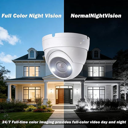 4K 8MP Analog Dome TVI CVI AHD 4 in 1 BNC Security Camera, Full Color Night Vision with 65ft IR Distance, 2.8mm 105° Wide Viewing Angle, Outdoor, Full Metal Housing, ONLY Compatible with 8MP DVR