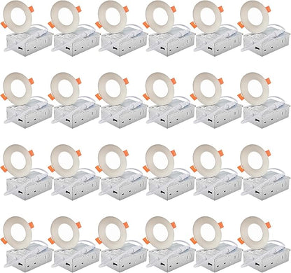 DLLT LED Recessed Ceiling Light: 24 Pack 3 Inch Brushed Nickel Recessed Lighting
