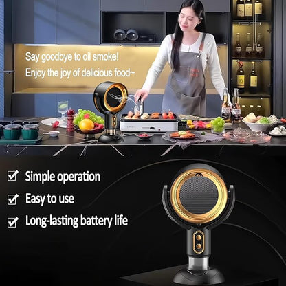 PuffHide Purifier for Smoking Indoors, Portable USB Rechargeable Adjustable, Detachable Smoke Fan for BBQ, Hot Pot, Indoor Grill & Kitchen Cooking, Gold