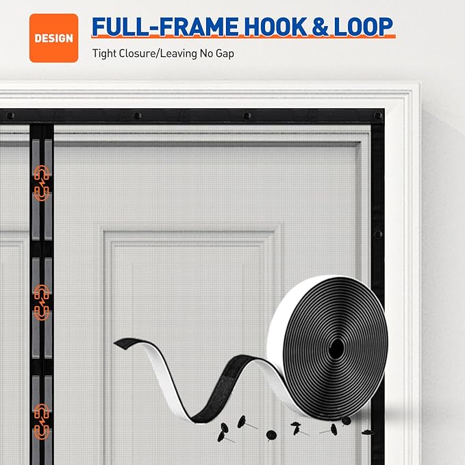 MAGZO Magnetic Screen Door Fit Door Size 34 x 80 Inch, Screen Size 36" x 81" Strong Magnets Door Mesh, Reinforced Fiberglass Door Net for Patio Door, Gray