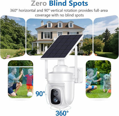 4K Solar Security Cameras Wireless Outdoor with Local Storage Base