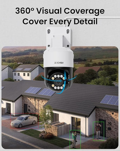 ZOSI C296 8MP 4K PoE IP Pan/Tilt Add-on Security Camera, AI Human Face Vehicle Pet Detect, Starlight Color Night Vision, Siren Alarm, Auto Track, 2-Way Talk, SD Card Storage, Work with Our PoE NVR