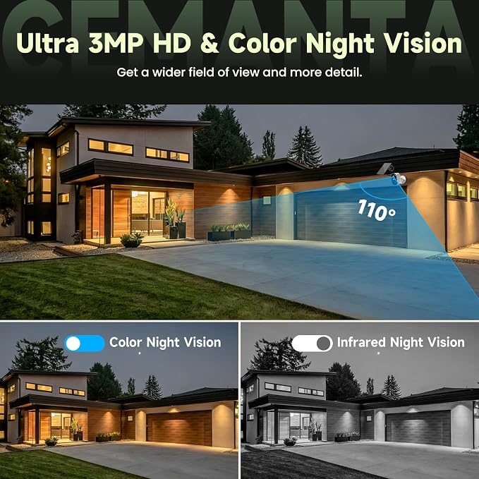 2K Security Cameras Wireless Outdoor, Solar & Battery Powered